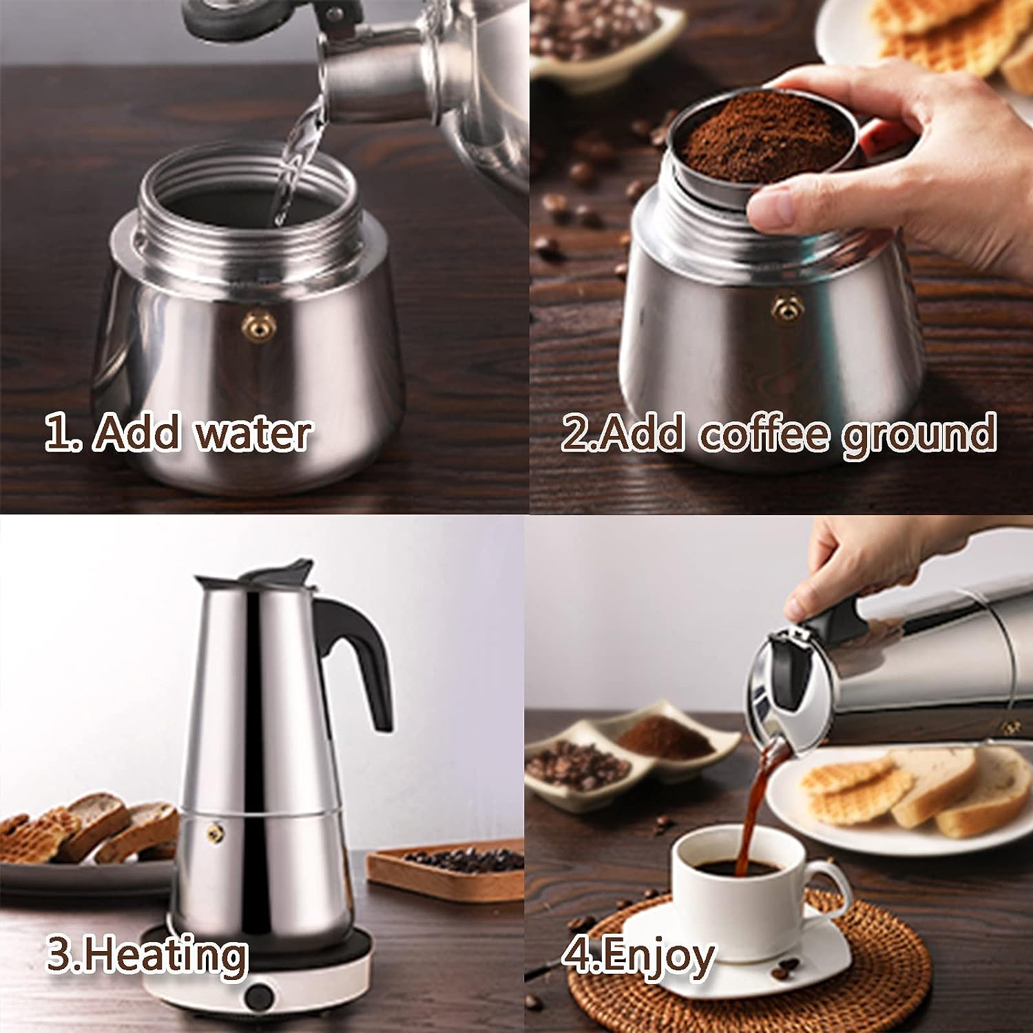 4/6/9 Tasses Moka Pot Caffe Ma - Hero Coffee Equipment avis et prix